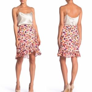 NWOT Catherine Malandrino Floral Ruffle Skirt Chiffon Multicolor Sz S